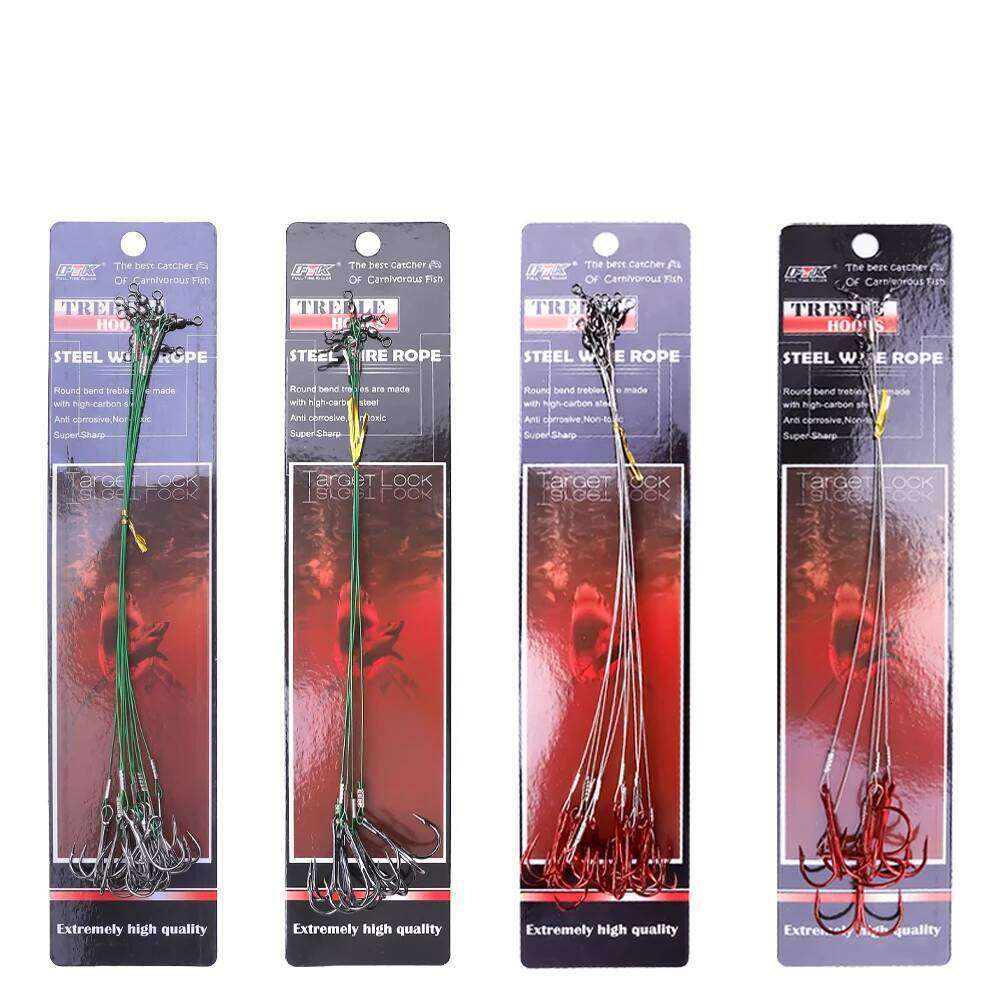 FISH KING 15-25cm Anti Bite Steel Wire Leader Leashes For With Red Baitholder Hook Swivel Fishing Line Pike Bass Z260228