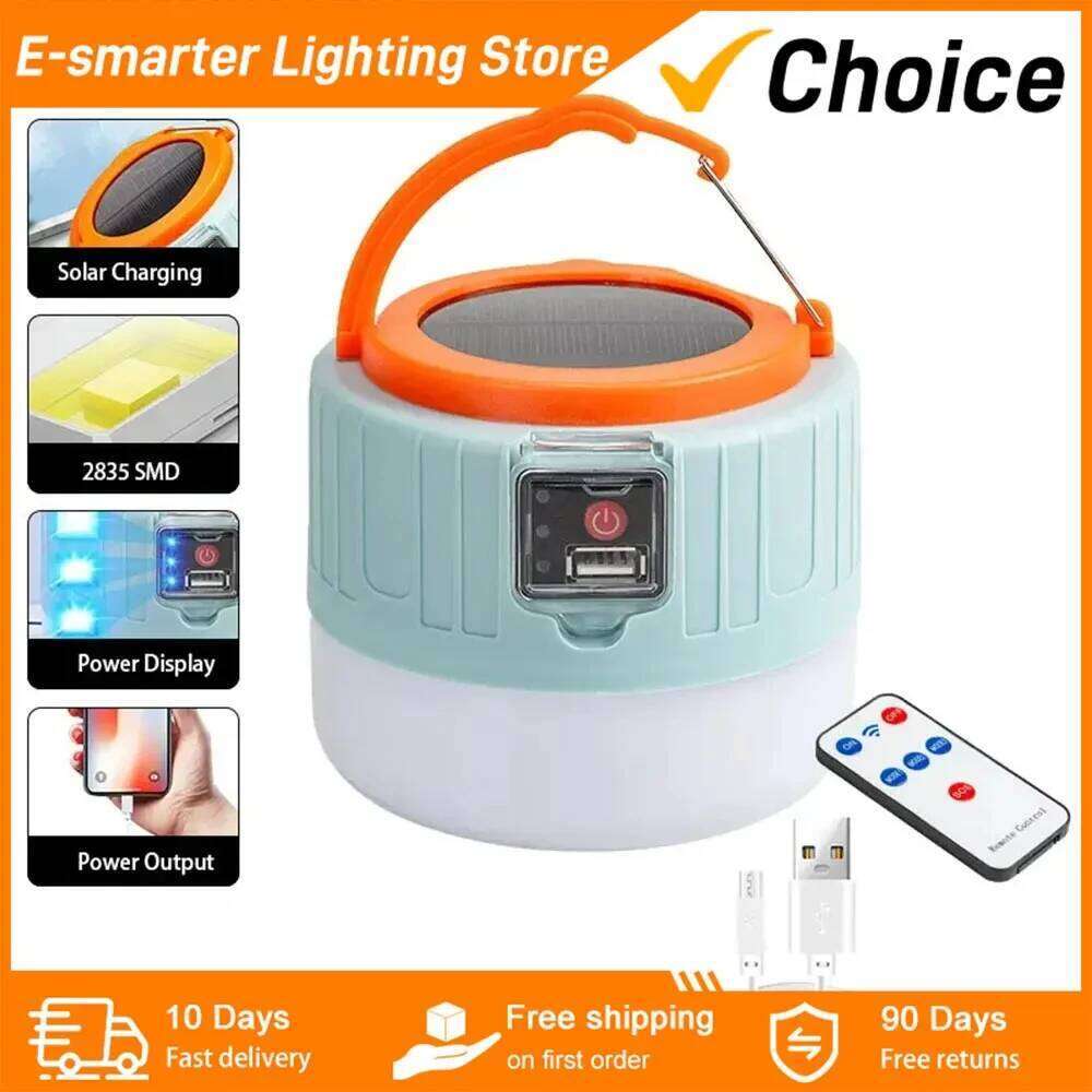 Outdoor Solar LED USB Rechargeable Tent Portable Lanterns Emergency Lights For Fishing Barbecue Camping Lighting S260302