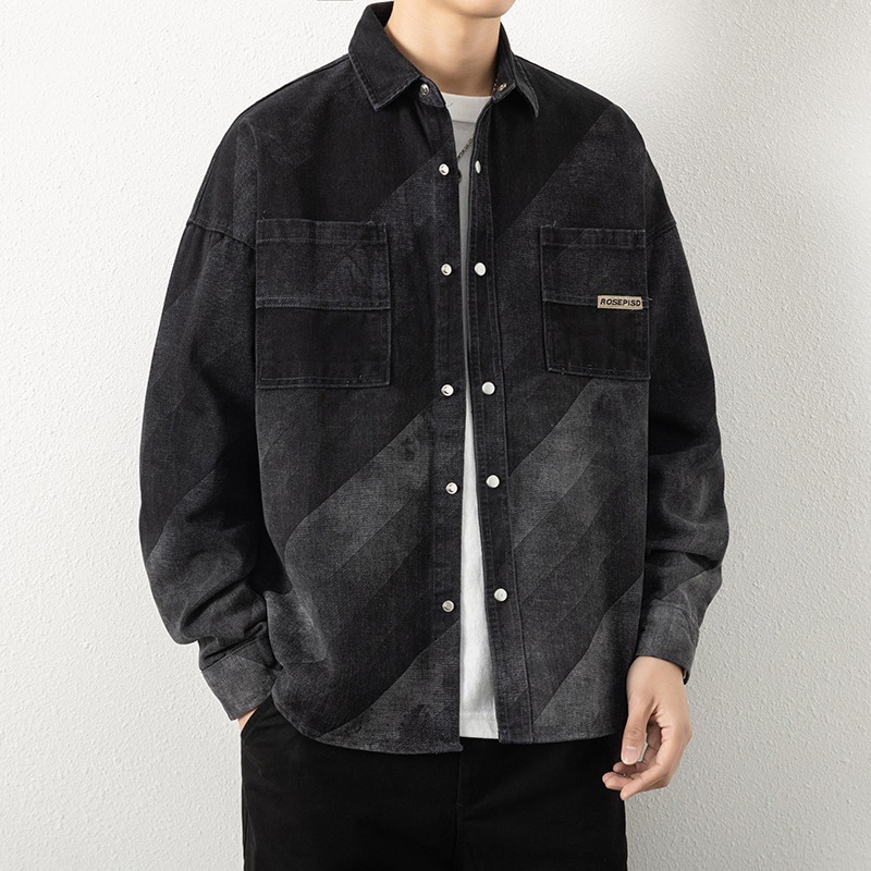 2026 Spring Loosefit Unique Design INS Denim Designer Jacket Jcket Top Vintge Blue Ptchwork Denim Cot For Men