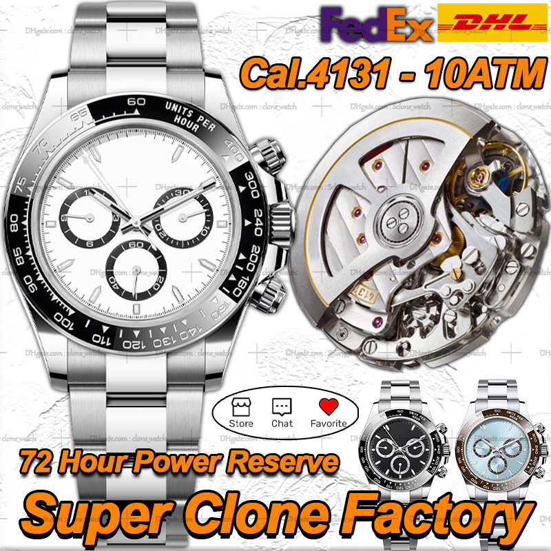 Mens Watches Men Designer Watches Top Quality Luxury Super Clean Factory Watch 40MM Automatic Chronograph Cal.4131 Movement Sapphire Diving 100M Watches With box