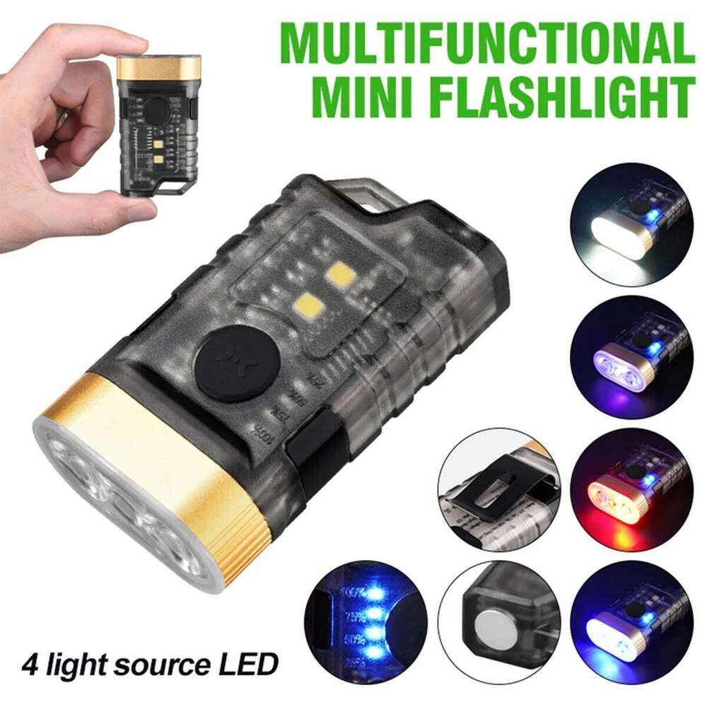 Multifunction Dimming Flashlight Tiny Keychain Rechargeable Waterproof Mini Usb With Magnet Powerful Clip On Pocket Portable Led S260302
