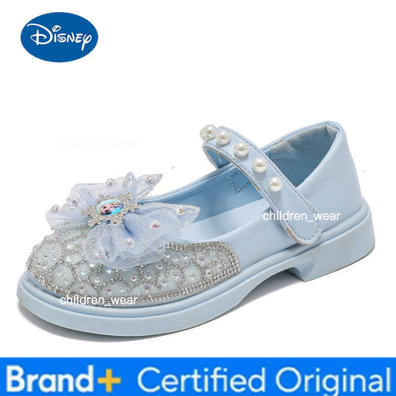 Disney KidsSandal Elsa Princess Frozen PU Leather Sequin Pearl Summer Shoes For Girls Anti-slip Breathable Pink Blue Size 26-35 H260303