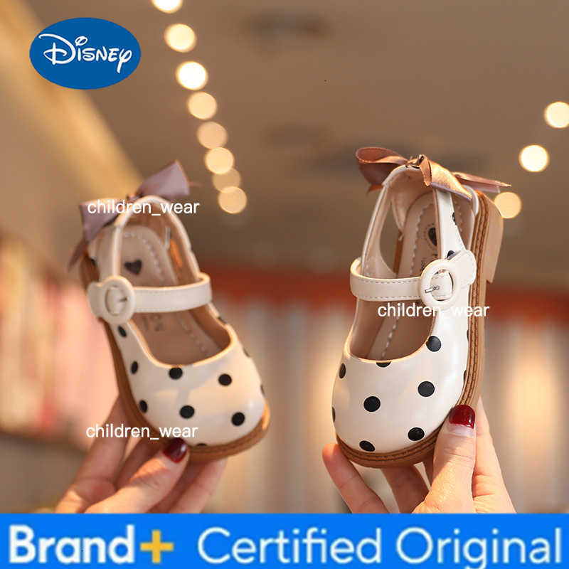 Disney Girls Half Sandals 2023 Spring Summer Shoes Toddlers Little Children Shoes Cut-outs Dots with Bowtie Bow-knot on The Back Sweet H260303