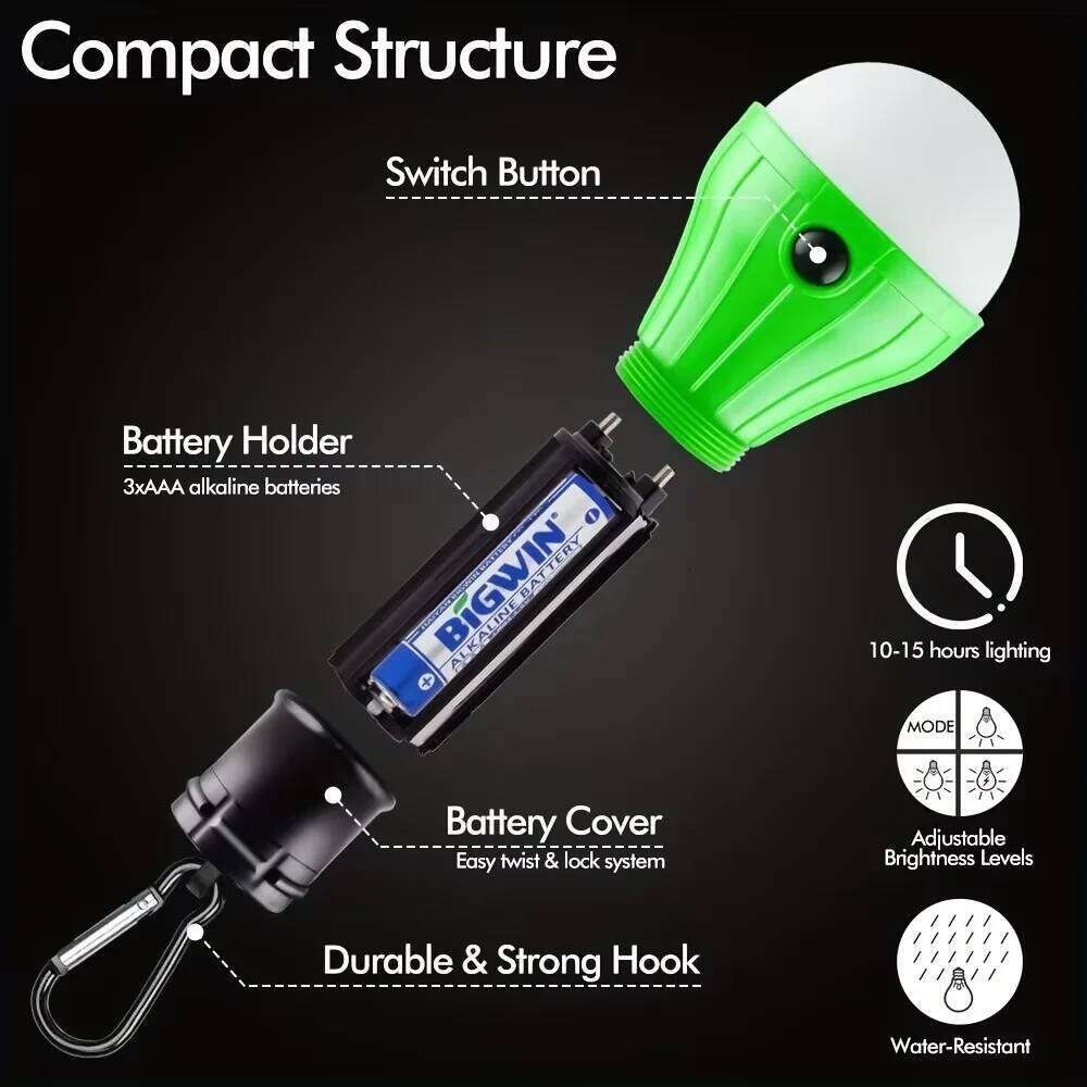 Portable LED Emergency Light with Clip Hook Outdoor Use Suitable for Camping Hiking Fishing Lighting Hurricane Protected S260302