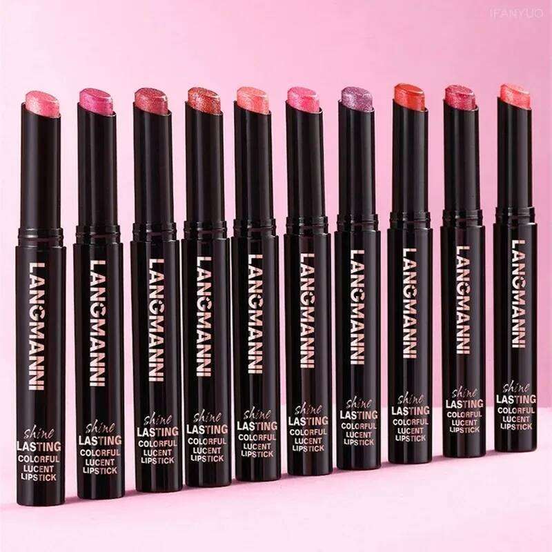 10 Colors Glitter Waterproof Long Lasting Moisturizing Non-Stick Cup Diamond Pearlescent Lipstick Nourish Lip Balm H260302