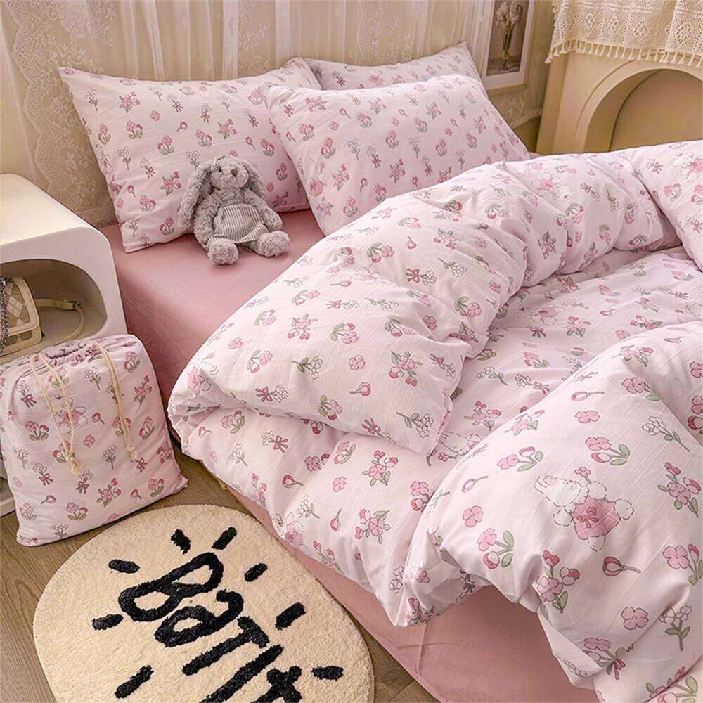 Four Piece Set Floral Style Duvet Cover Quilt Covers Linen Pillowcase Bedding Bedroom Bed Sets Queen King Home Textiles W260302