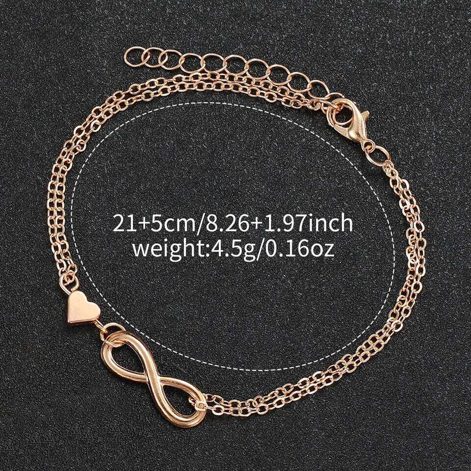 2PCS/Set Women's Watch Fashion Arabic Dial Leather Band Quartz Watches Gold Heart Bracelet Set XJ260303