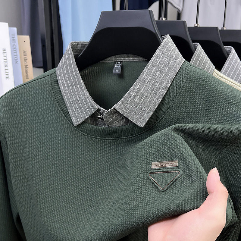 2026 Luxury Brand Designer Clothing Men's Shirt Collar Fake Two-Piece Polo Shirt Casual Men's Long Sleeve T-Shirt In Stock For Dropshipping