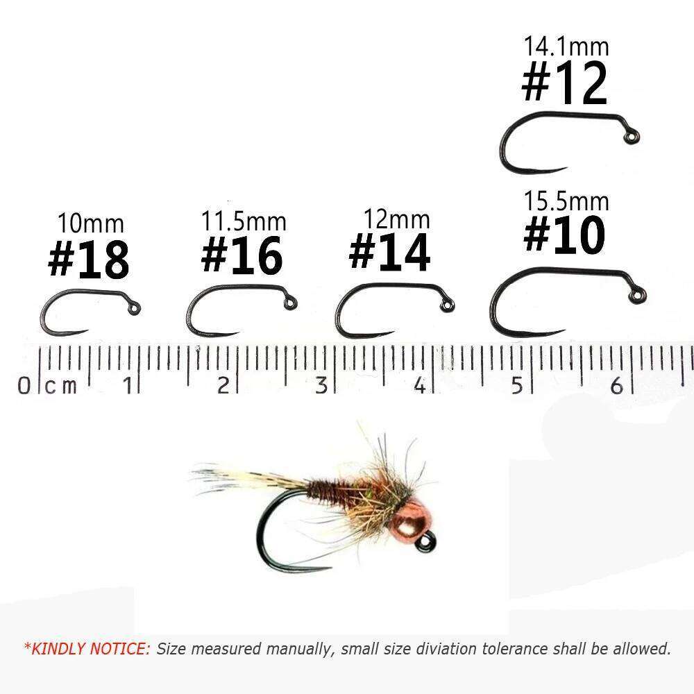 Bimoo 100PCS High Carbon Steel Barbless Jig Nymph Fly Tying Hook For Fast Sinking Wet Flies Nymphs Trout Baits Z260228