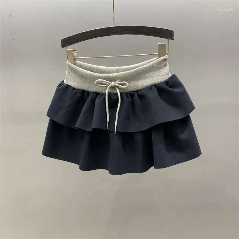 skirt Designer Womens Skirts Spring/Summer Drawstring Elastic Waist Casual Black For Women Sweet High Slim A-line Puff Cake Short Y2k mius Skirt
