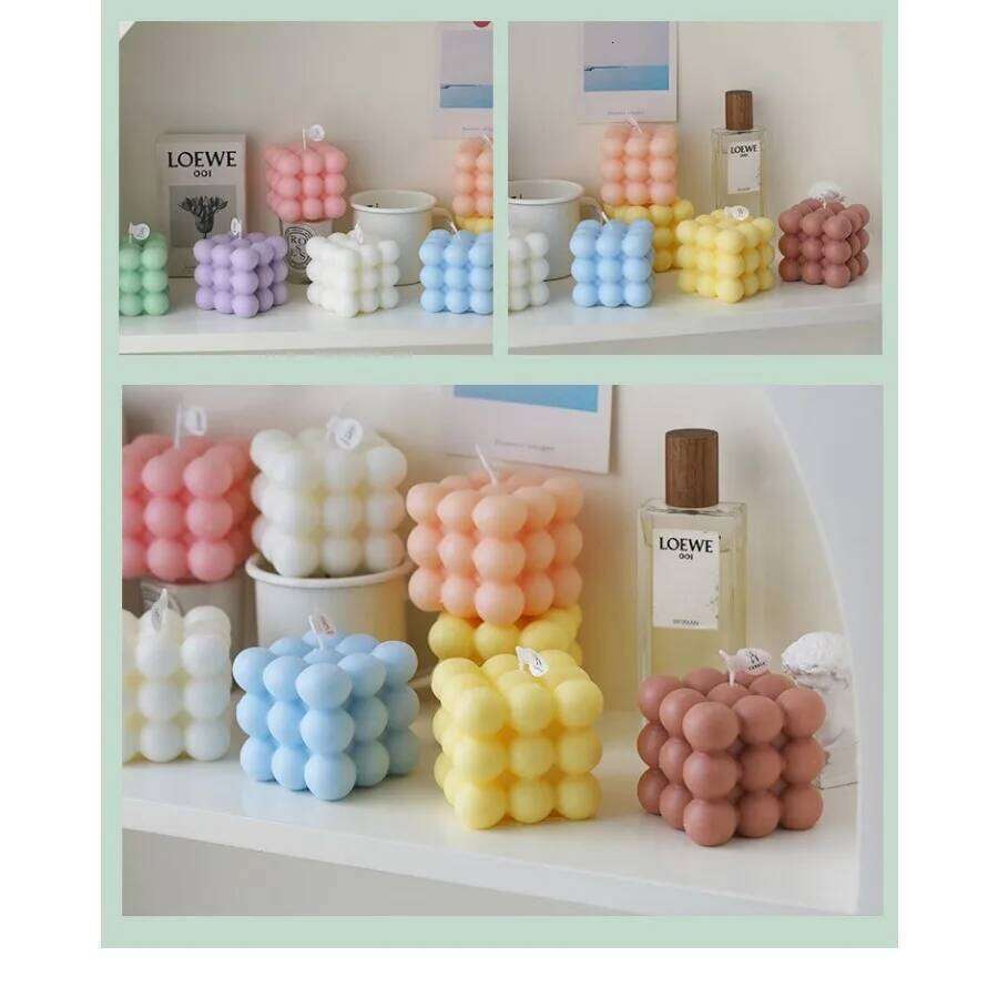 1pc Bubble Cube Handmade Scented Soy Wax Candle for Aromatherapy Home Decor Birthday Wedding Party Candles W260303