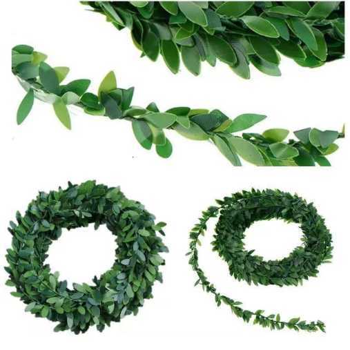 Simulated PVC Leaf Wire Vine Handmade Wreath Green Leaf Accessories 7.5m Christmas Cake Decoration Material C251126