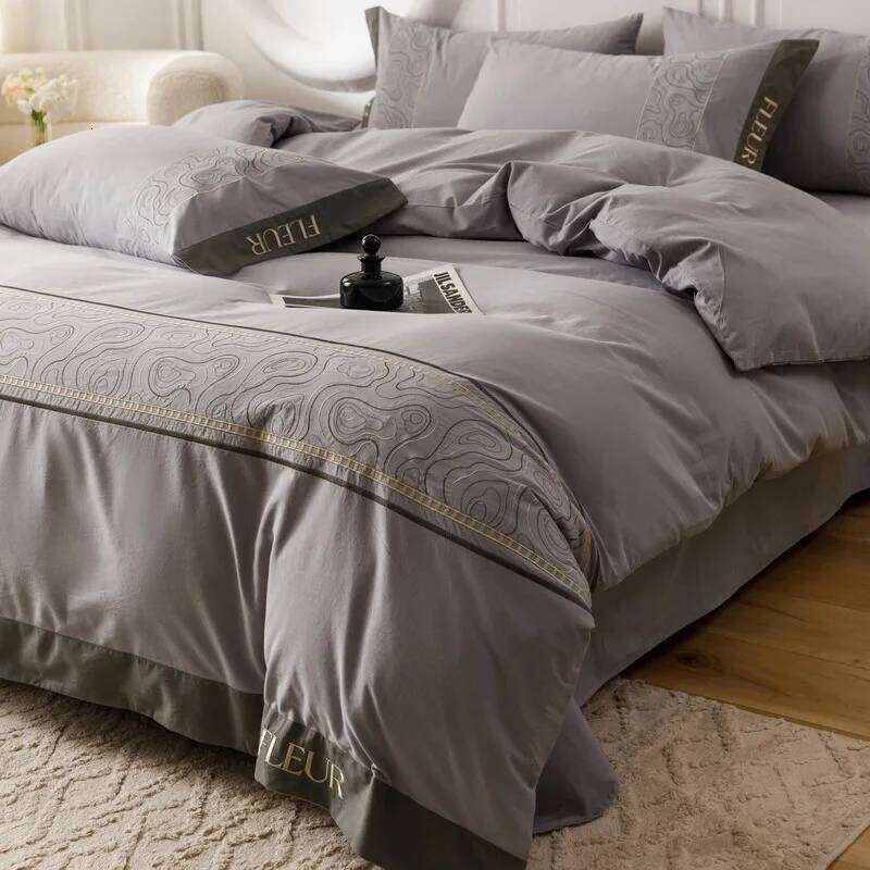 High-end heavy industry embroidery bed four-piece set of 100 washed cotton quilt cover mattress model W260302