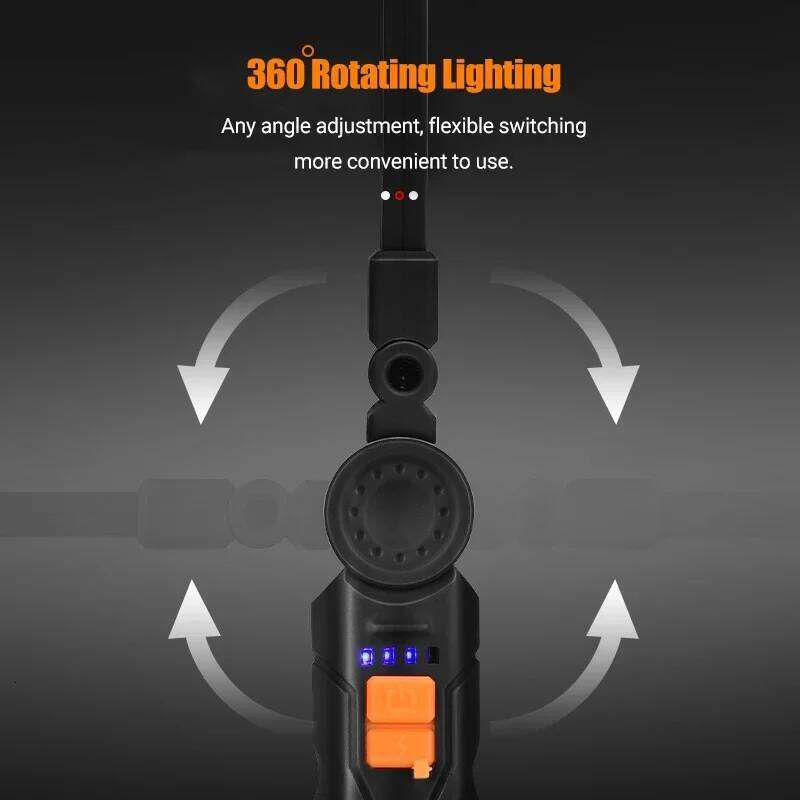 Portable COB LED Flashlight Rechargeable Work Light Magnetic Lanterna Hanging Lamp with Built-in Battery Camping Torch S260302