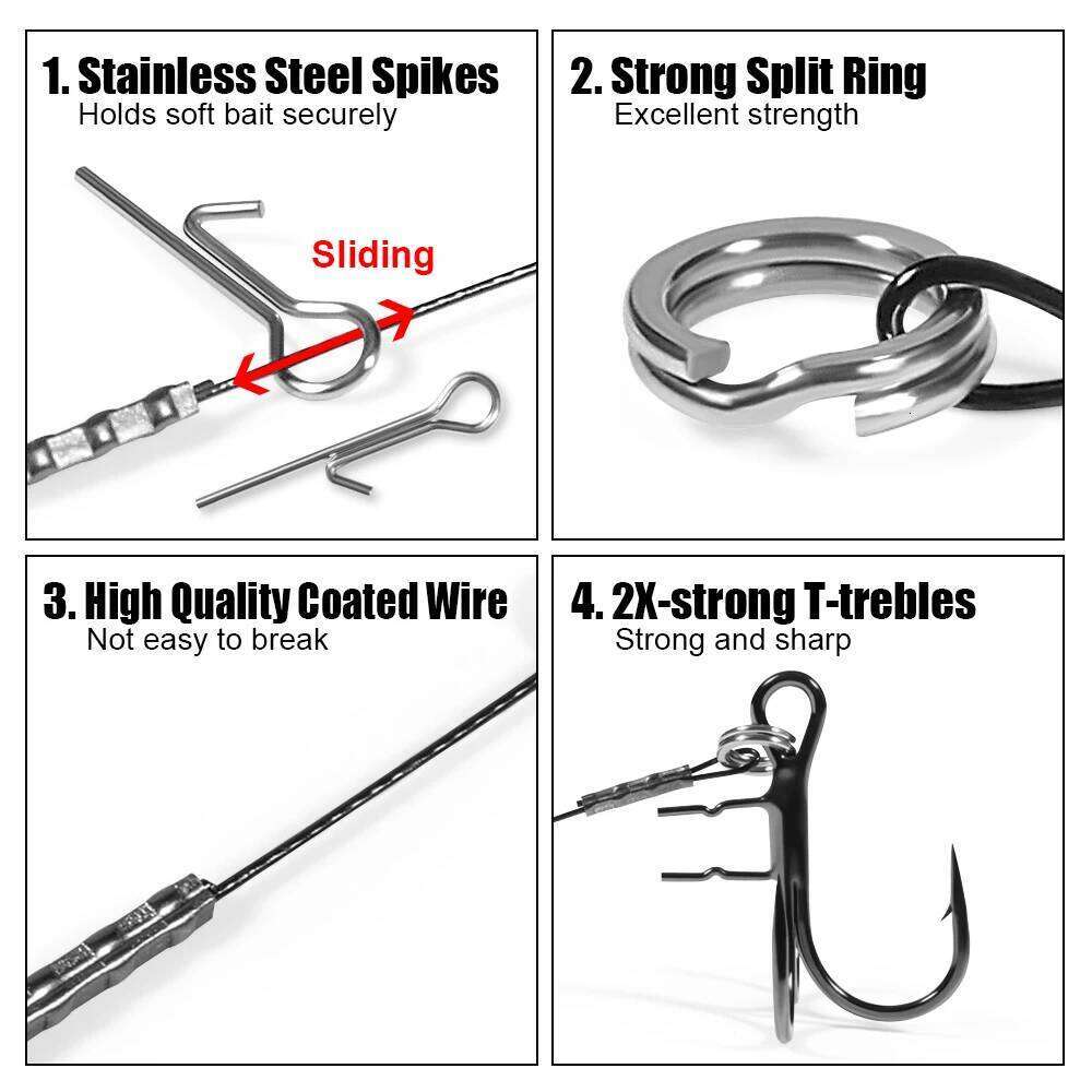 Spinpoler Belly Assist T-Hook Stinger Rig With Wire Line Jig And Shad Fishing Bass Pike Perch Zander Accessories Tackle 3pc/Pack Z260228