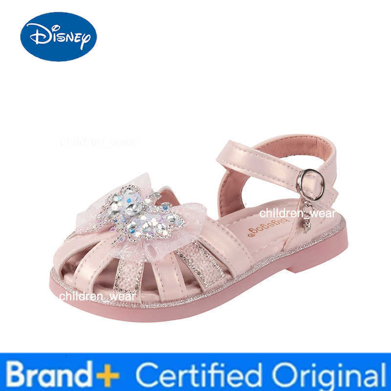 Disney Girls Princess Sandals with Butterfly-knot Children Half Sandals Cut-outs Kids Crystal Lace Sweet Shoe Soft Breathable Anti-kick H260303