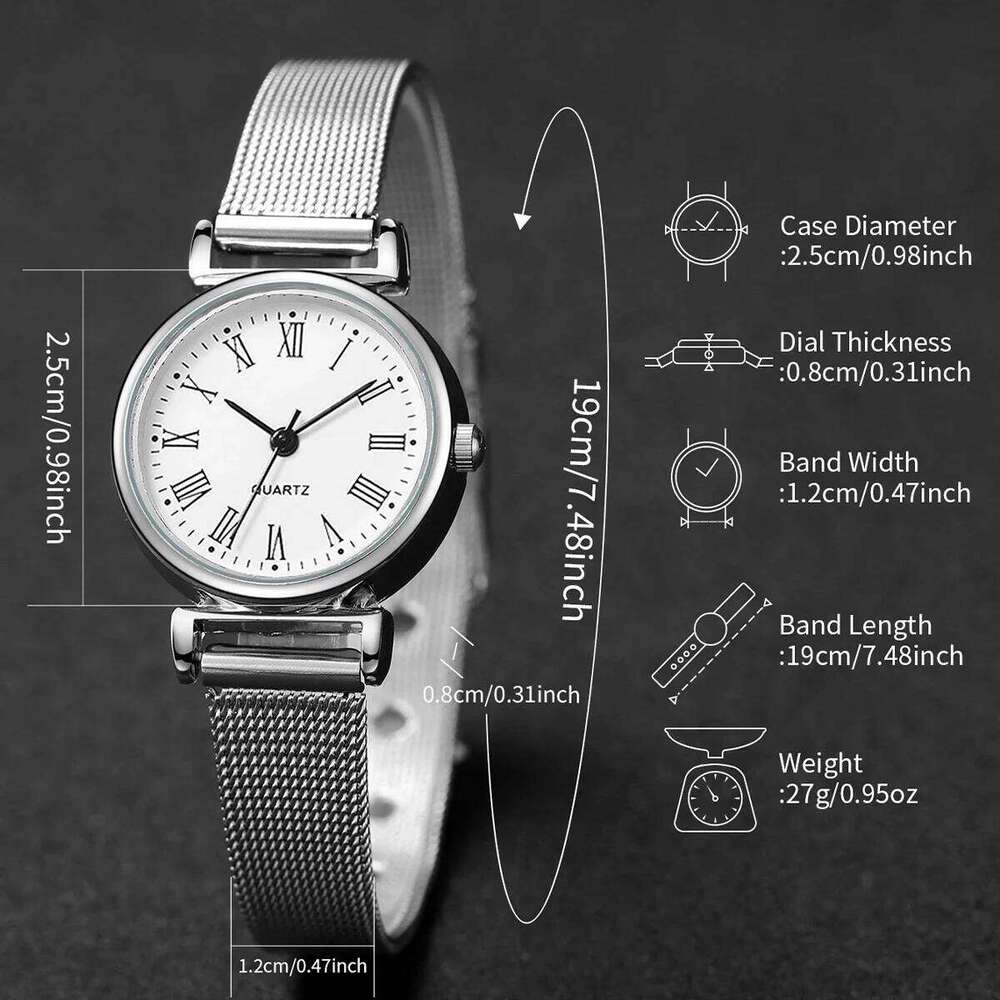 4PCS Fashion Women Watch Diamond Bracelets Set Simple Mesh Band Ladies Quartz Wristwatch Reloj Mujer Girls Clock Without Box XJ260303