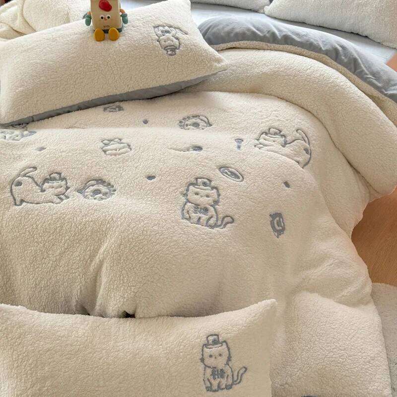 Customizable Milk Four-piece Set Autumn Winter Maternal and Infant Grade Double-sided Fleece Sheet Quilt Cover W260302