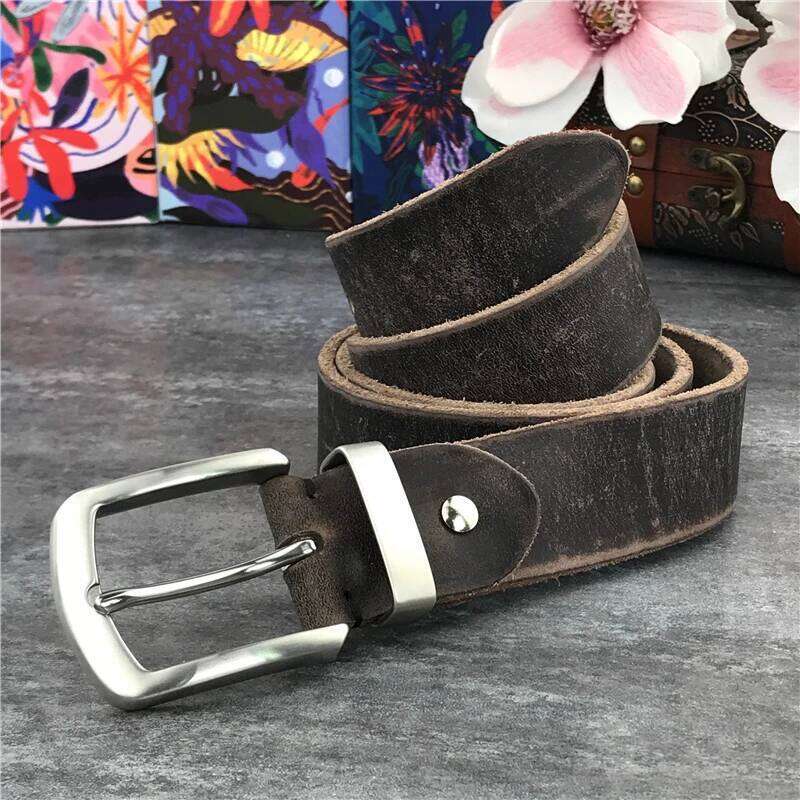 Stainless Steel Buckle Luxury Leather Super Thick Ceinture Men leather genuine Men's Belt Wide Riem SBT0010 S260228 f31 af0