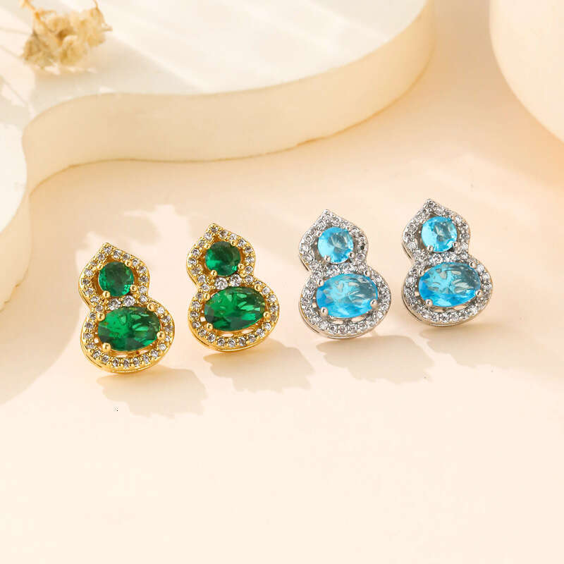 French-style Vintage Zircon-inlaid Gourd Earrings Light Luxury Exquisite And Fashionable Versatile Earrings