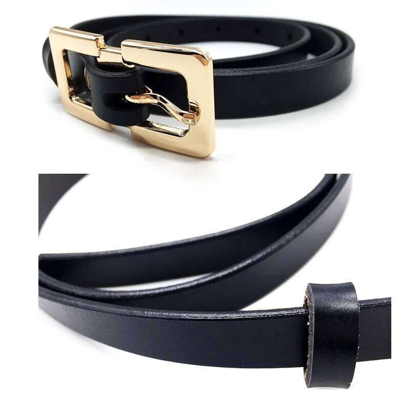 MaiKun Designer Female Original Leather Belts For Women Golden Metal Pin Buckle Belt S260228