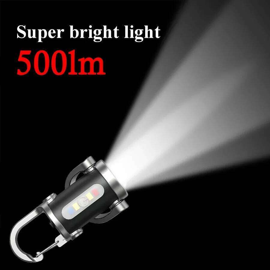 USB Rechargeable Keychain Flashlights, 800LM EDC COB Work Light Torch Ultra Bright Mini Portable Lantern for Searching Hiking S260302