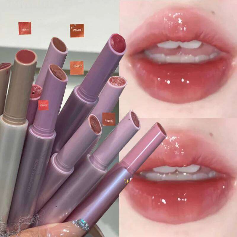 Diamond Glitter Solid Jelly Lip Pen Moisturizing Mirror Water Lipstick Light Film-forming Non-Fading Gloss Cosmetics H260302
