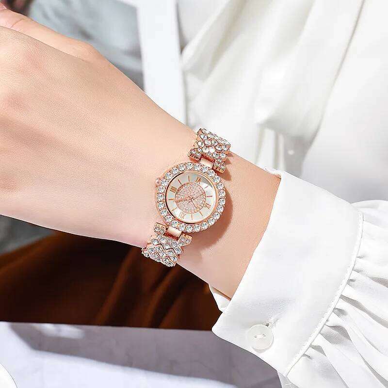 Fashion Rhinestone Women's Watch Roma Scale Dial Bracelet Quartz Watches Reloj Mujer Relogio Feminino XJ260303