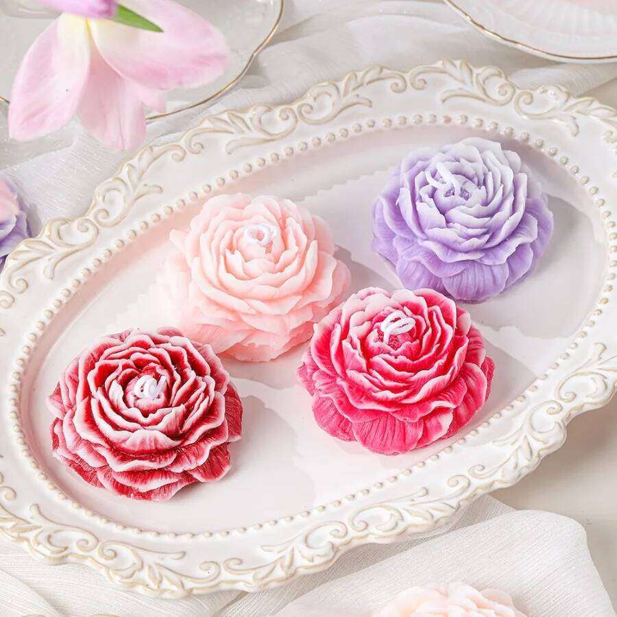 1pc Peony Flower Aromatherapy Candle Christmas Decoration Bridesmaid Box Packaging Birthday Wedding Favor Easter Gift W260303