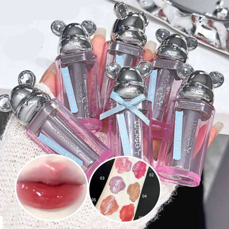 Bear Korean show , mirror Shuiguang glass lip, autumn and winter lipstick, makeup does not fade H260302