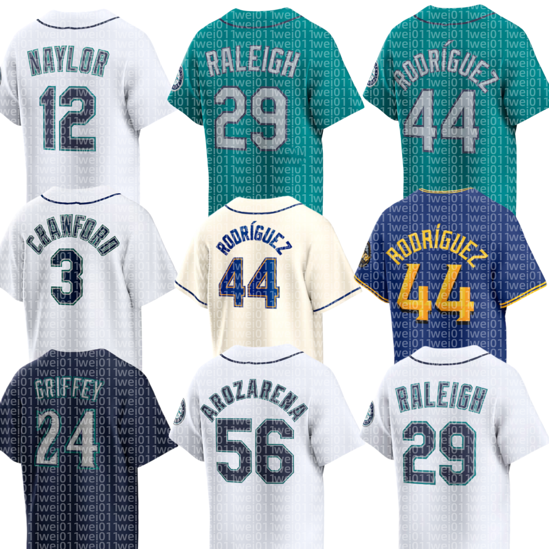 Mariners Baseball Jersey Ken Griffey Jr Cal Raleigh Josh Naylor Cole Young Dominic Canzone Bryan Woo Luis Castillo Logan Gilbert George Kirby Bryce Miller Matt Brash