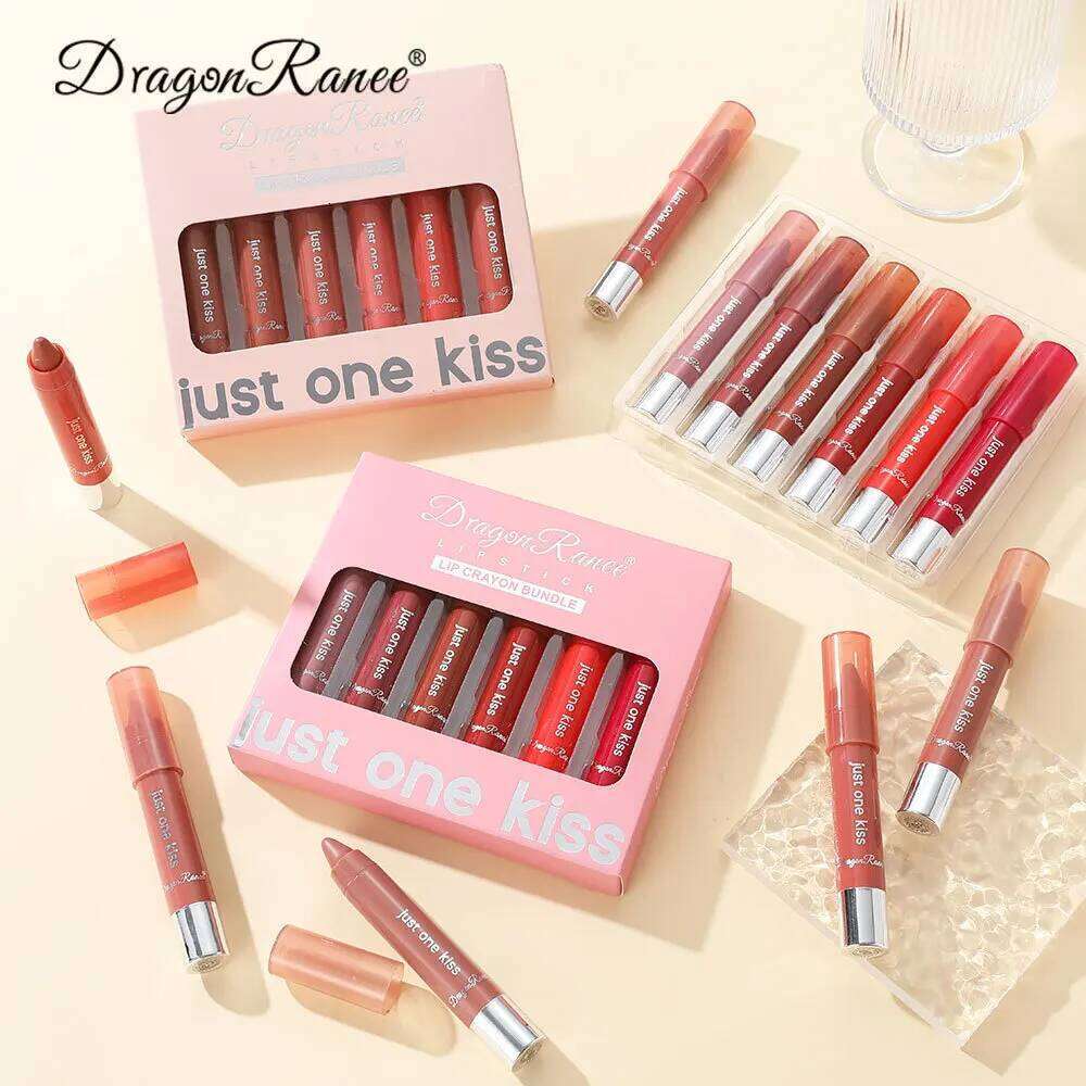 Dragon Ranee 6pcs/set Matte Velvet Crayon Long Lasting Color Waterproof Swirl Lipstick Solid Lip Balm H260302