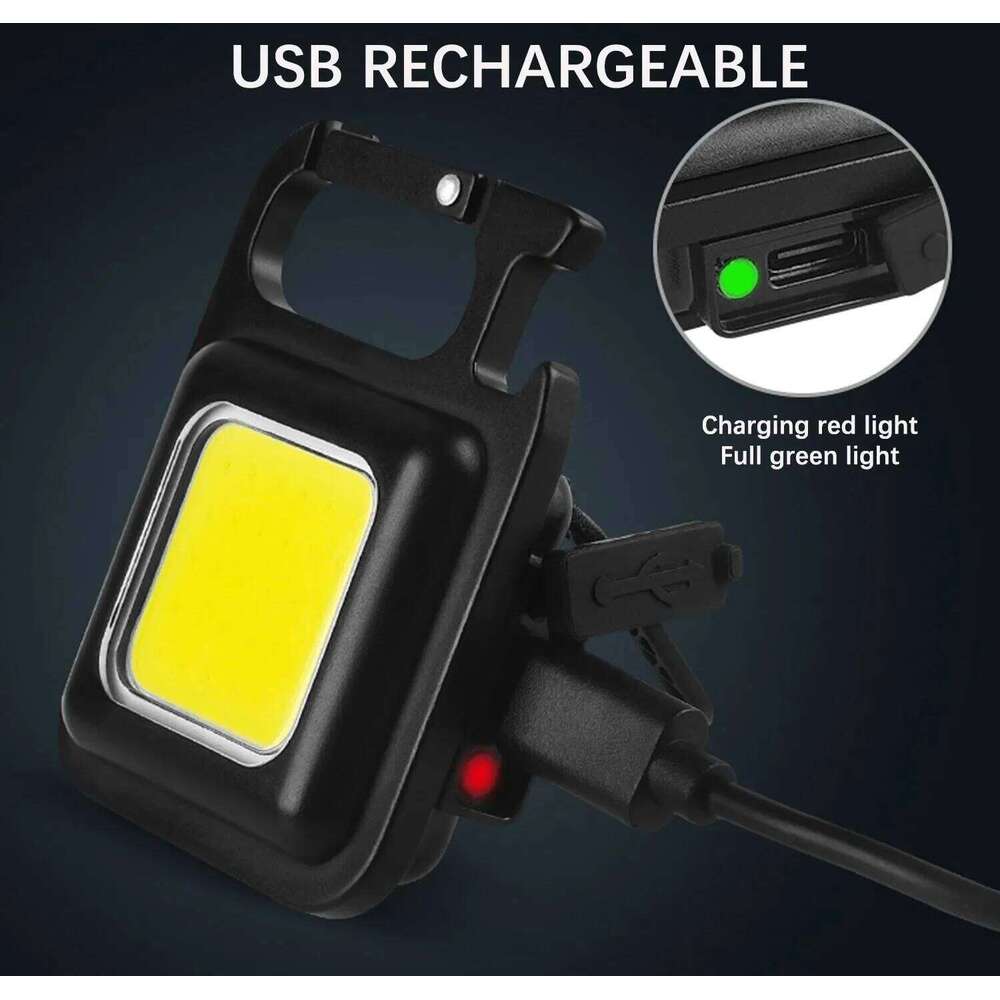 Mini LED Portable Keychain Flashlight Multifunction COB Work Light USB Rechargeable Strong Magnet Outdoor Camping Lantern S260302