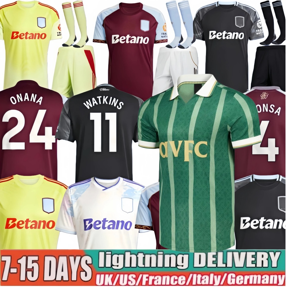 Aston vilas 25 26 soccer jerseys villashirt WATKINS BUENDIA McGINN DIGNE ROGERS TIELEMANS ONANA BARKLEY MALEN MARTINEZ BAILEY 2025 2026 Football Shirts men Kids Kit