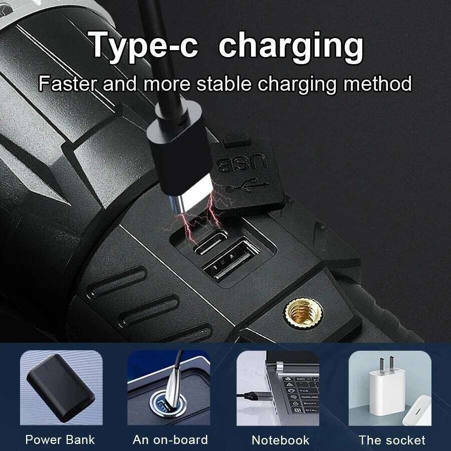 850000000LM High Power LED Flashlight Rechargeable Lamp Tactical Torch Red Blue Warning Light Outdoor Camping Hunting Lantern S260302