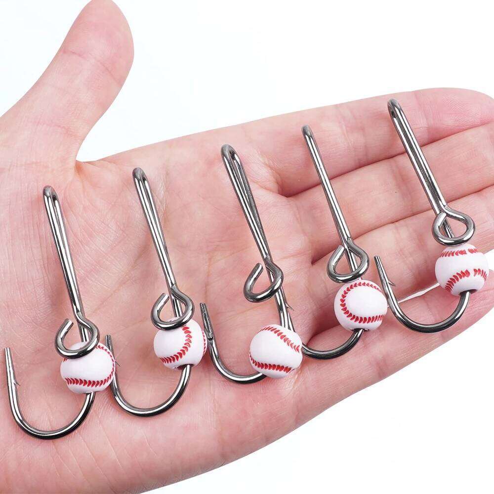 5Pcs Pins High Carbon Steel Clip Fishing Hat Pin Hook Tie Clasp Fish Hooks and Football Bead Z260228