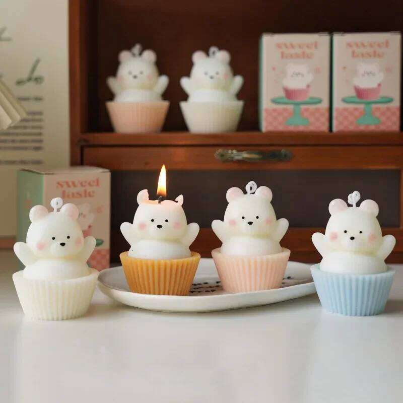 Handmade Cake Bear Scented Soy Wax Candles Aromatherapy Birthday Candle for Wedding Party Home Decoration Photo Props W260303