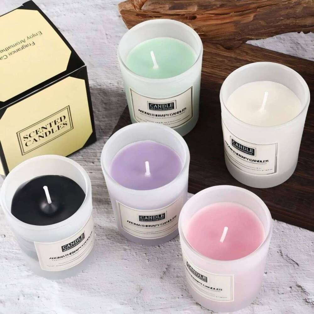 Polished smokeless fragrant glass cup plant wax, candles, scented jar candles W260303