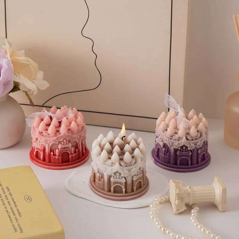 Castle Shaped Scented Home Decorative Personalized Smokeless Candles, Gift Set for Guests W260303