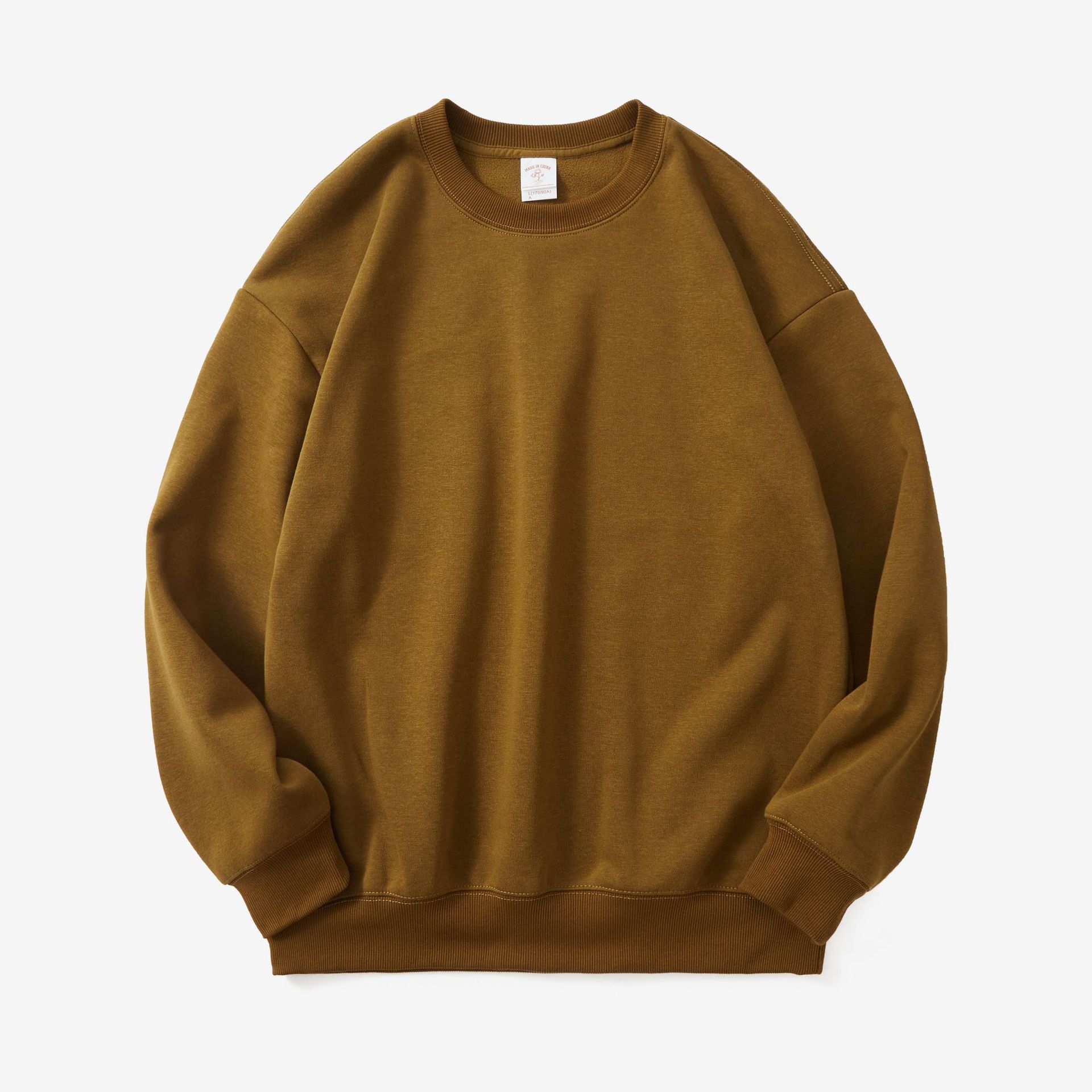 2026 New High-Quality 350g Polar Fleece Lined Crewneck Sweatshirt, Fluffy Fleece Loose Solid Color Unisex Couple Hoodie