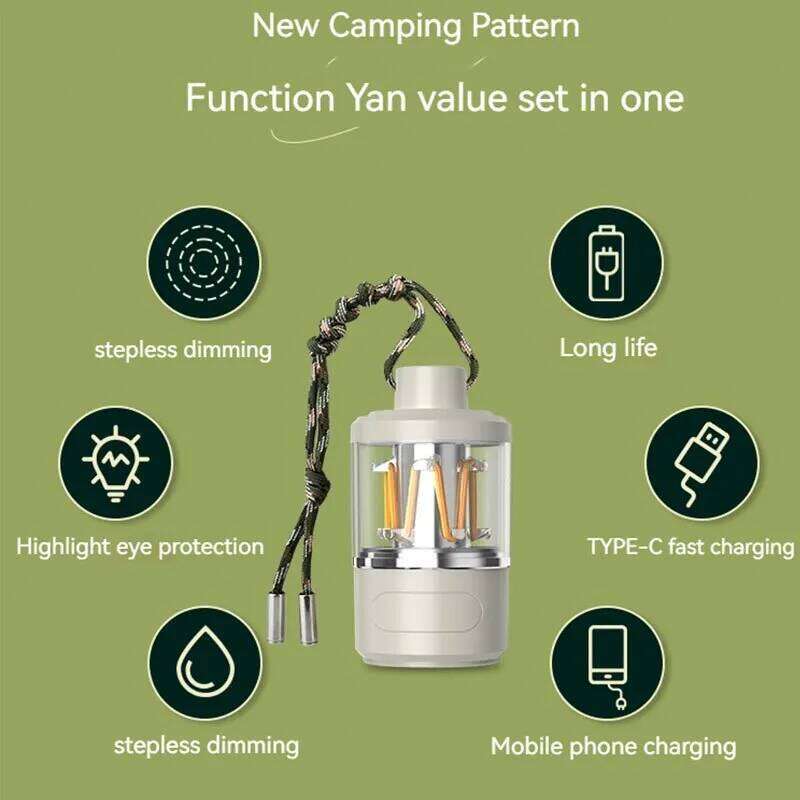 Portable COB Warm Camping Lights Strong LED Lantern Flashlight Rechargeable Outdoor Emergency Fishing Tents Tungsten Lamp S260302