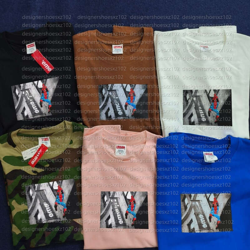 Supremehoodie Mens Designer Clothes Supremely Spider Man Collaboration T-shirt Womens Clothing Sweatshirts Yoga Round Neck Short Sleeve Unisex Size S-XXL