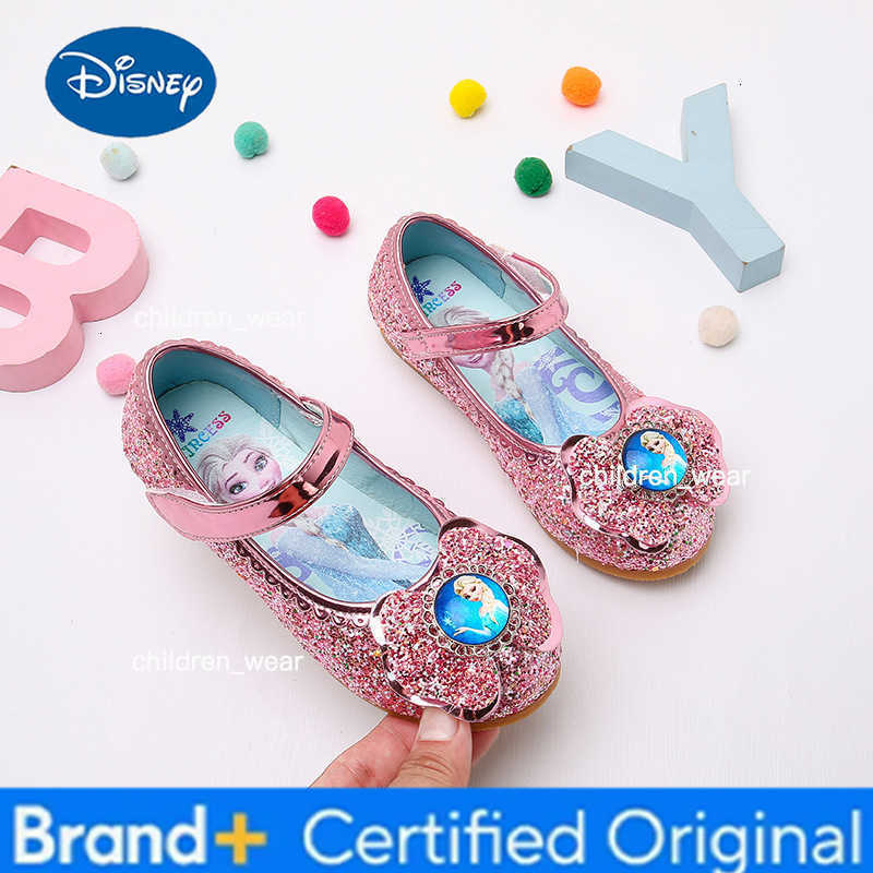 Disney Girls Princess Sandals Childrens Shoes Frozen Elsa Childrens Shoes Girls Fashion Baby Pink Blue low Heel Shoes Size H260303