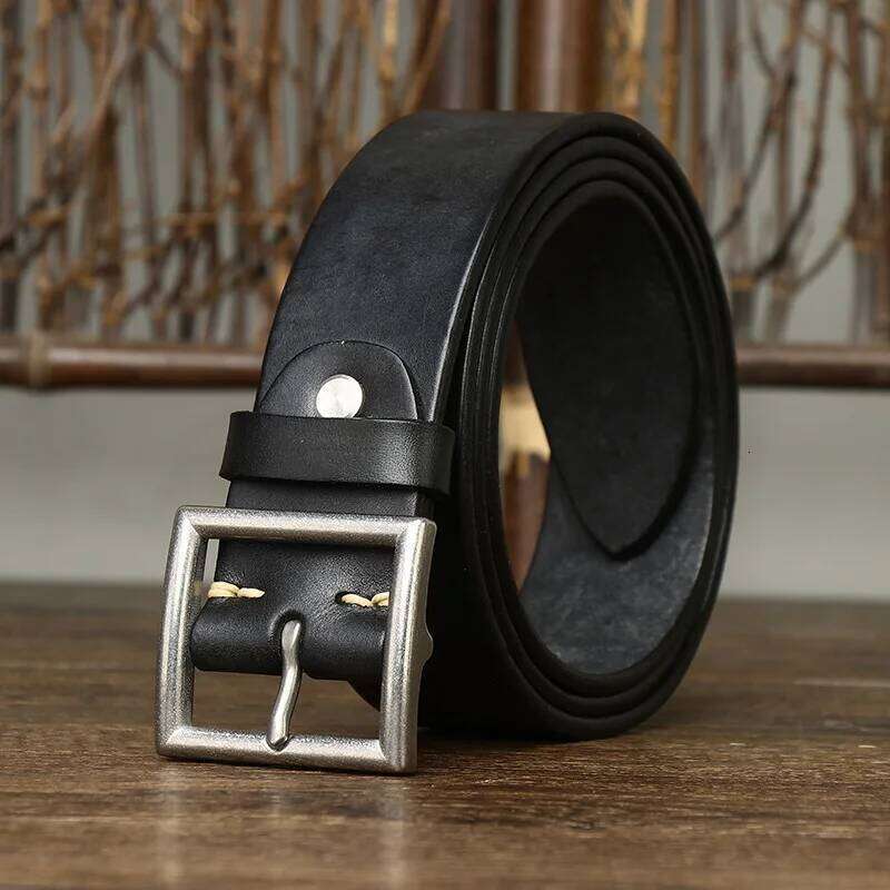 3.8CM Real Cow Genuine Leather Luxury Strap Male Belts Cowskin Retro Vintage Stainless Steel Pin Buckle Men Belt High Quality S260228