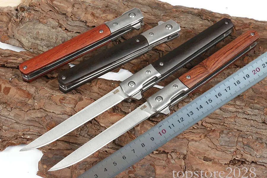 Ball Bearing Flipper Folding Knife 3Cr13 Satin Blade Rosewood + Stainless Steel Handle EDC Pocket Knives