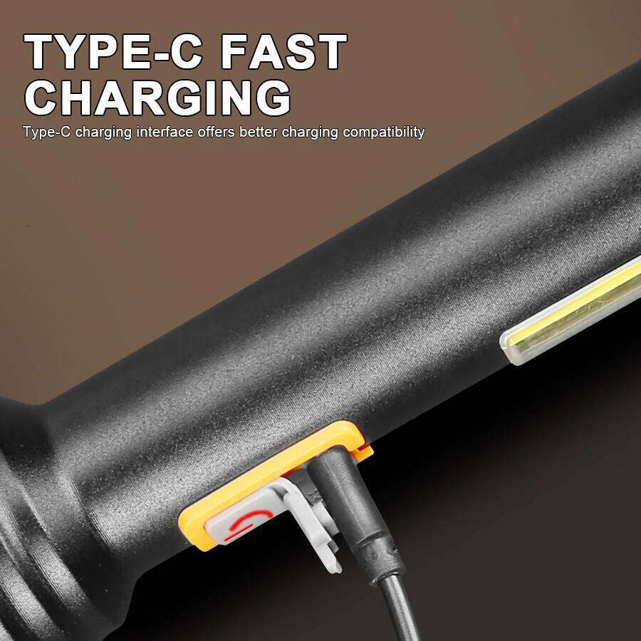 Heinast Powerful LED Flashlight USB C Rechargeable Torch COB Floodlight Outdoor Camping Fishing Tent Lantern Portable Spotlight S260302