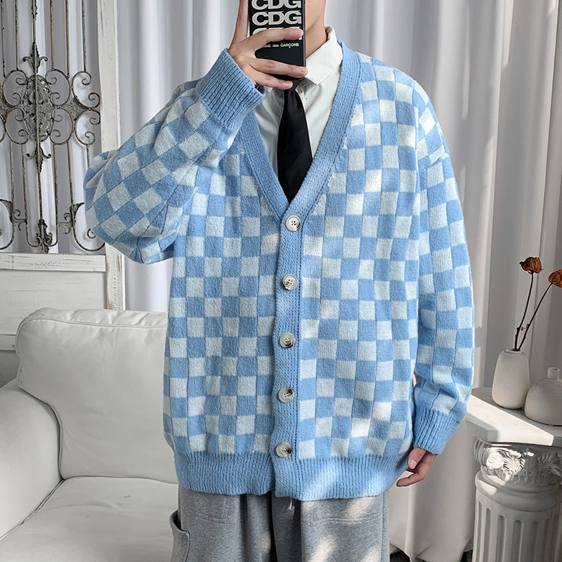 2026 Luxury Brand Designer Clothing Cardigan Plaid Sweater Men Spring Autumn High Street Ins European American Hiphop Knitwear Autumn Korean Version T
