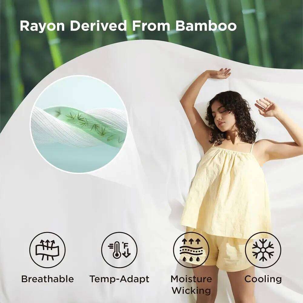 Silky Cooling Duvet King Size - 100% Rayon Derived from Bamboo Comforter Cover Set for Hot Sleepers, Breathable & Moisture W260302