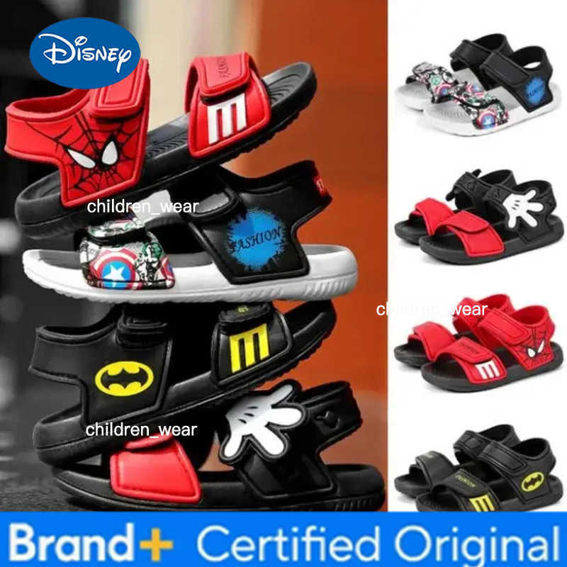 Disney 2026 Summer New Soft Non-Slip Beach Shoes Captain America Spiderman Mickey Open Childrens Sandals Wild Boys Girls Kids Shoes H260303