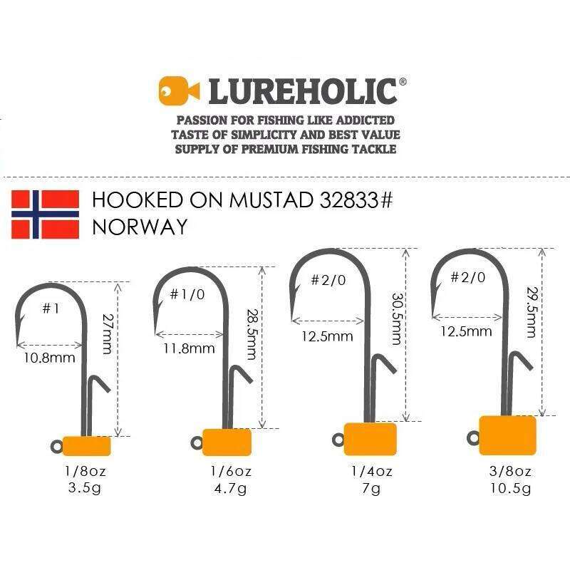 LUREHOLIC Tungsten Jig Head with Norway Mustad Ned Rig Hook Lure for Long Casting Bass Fishing Z260228